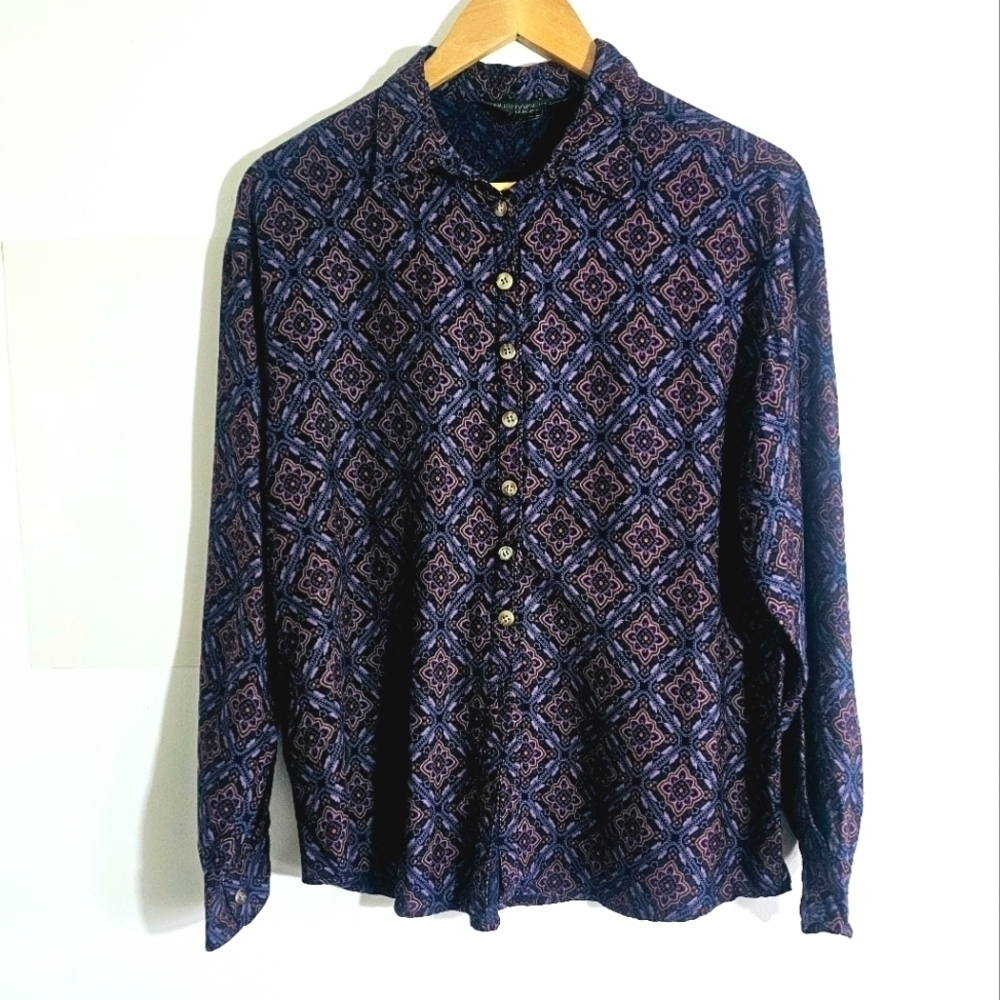 Vintage Bushwacker U.S.A Button Down Geometric Print Women's Shirt Size M